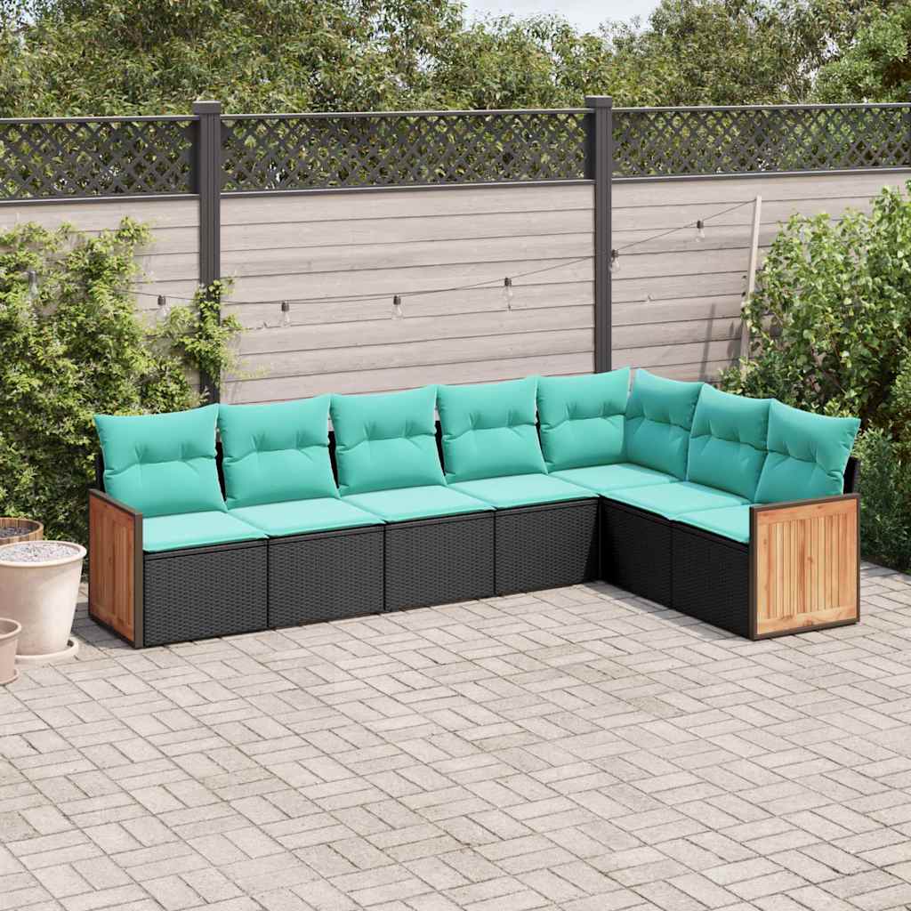 Havesofasæt Med 7 Dele Og Hynder Polyrattan - Variant 3227709