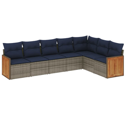 Havesofasæt Med 7 Dele Og Hynder Polyrattan - Billede 2