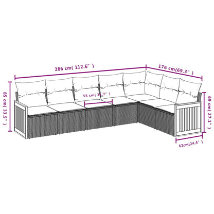 Havesofasæt Med 7 Dele Og Hynder Polyrattan - Billede 7