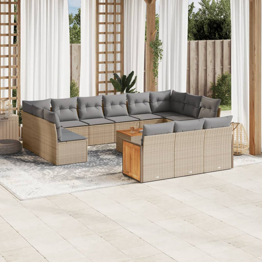 Sofasæt Til Haven 14 Dele Med Hynder Polyrattan Beige