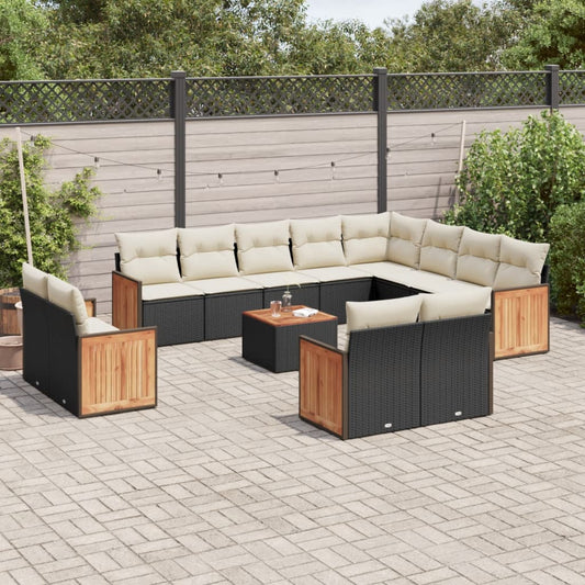 Sofasæt Til Haven 13 Dele Med Hynder Polyrattan Sort