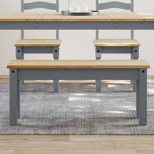 Spisebordsbænk Panama 105X30X45 Cm Massivt Fyrretræ Grå