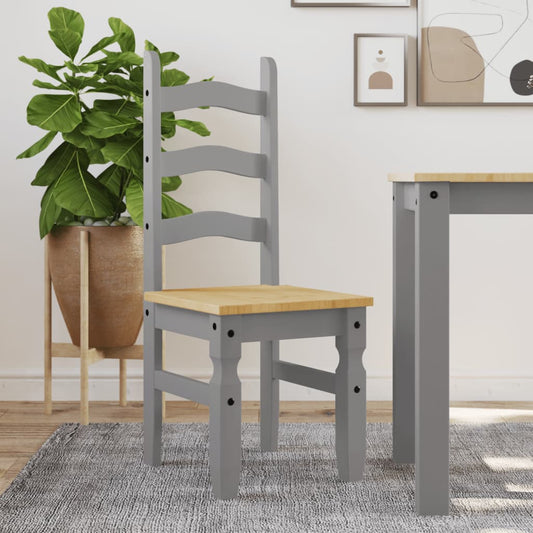 Spisebordsstole 2 Stk. Corona 42X47X107 Cm Massivt Fyrretræ Grå