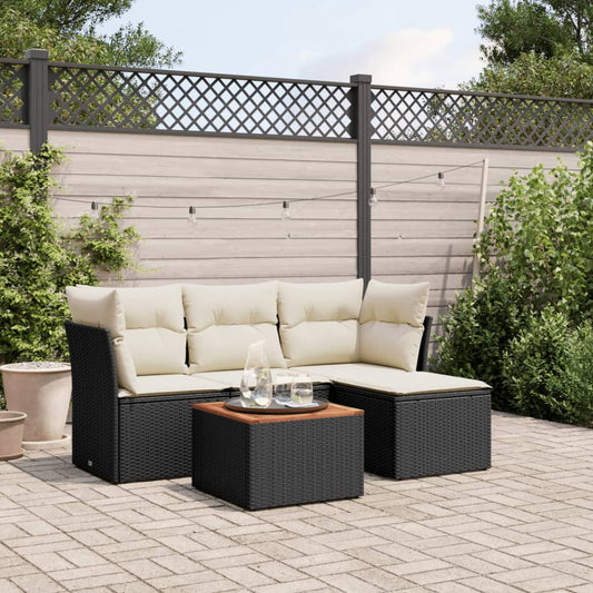Sofasæt Til Haven 5 Dele Med Hynder Polyrattan Sort