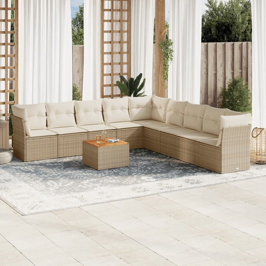 Sofasæt Til Haven 10 Dele Med Hynder Polyrattan Beige