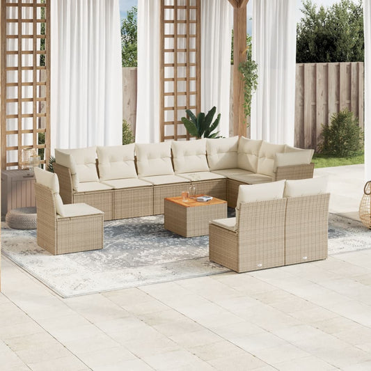 Sofasæt Til Haven 11 Dele Med Hynder Polyrattan Beige