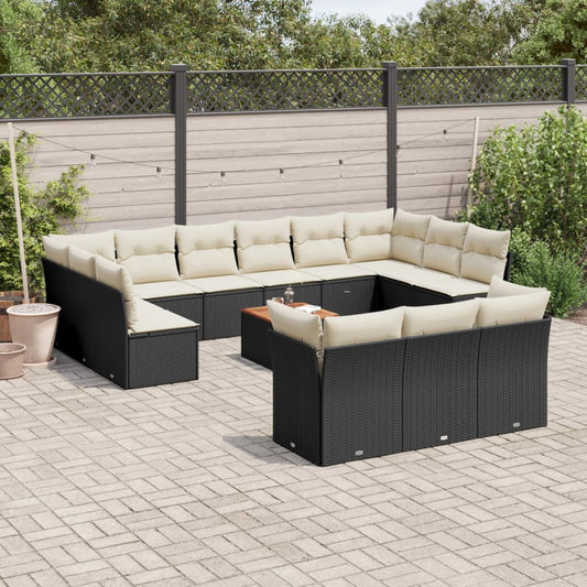 Sofasæt Til Haven 14 Dele Med Hynder Polyrattan Sort