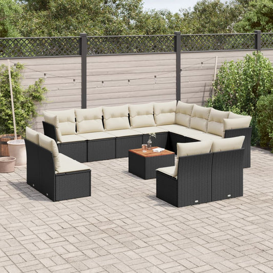 Sofasæt Til Haven 13 Dele Med Hynder Polyrattan Sort