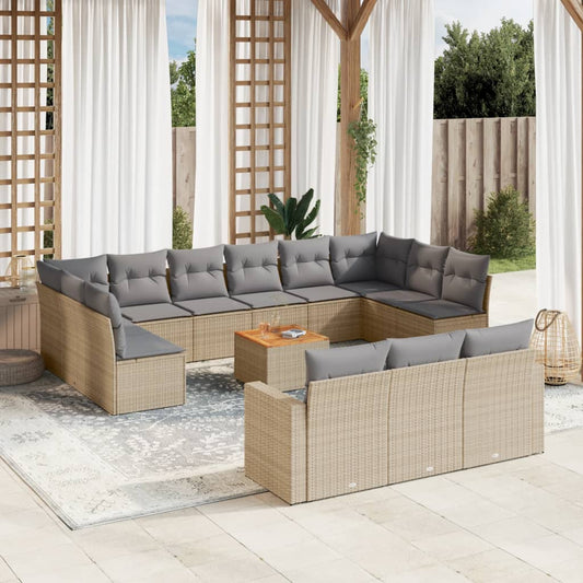 Sofasæt Til Haven 14 Dele Med Hynder Polyrattan Beige