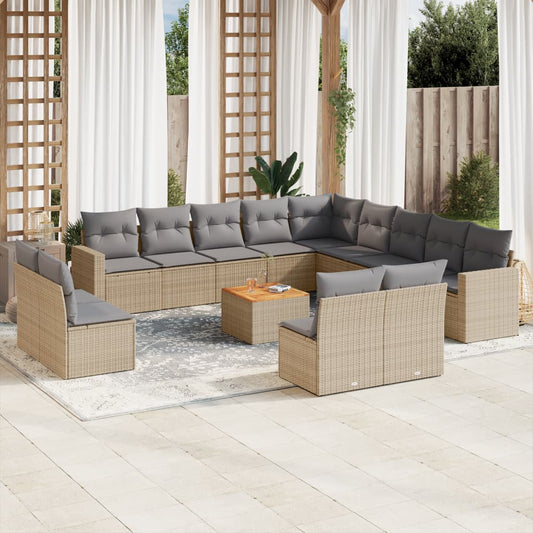 Sofasæt Til Haven 14 Dele Med Hynder Polyrattan Beige