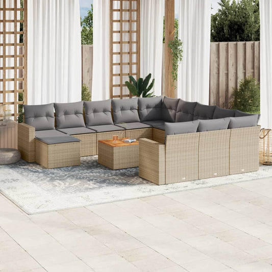 Sofasæt Til Haven 13 Dele Med Hynder Polyrattan Beige