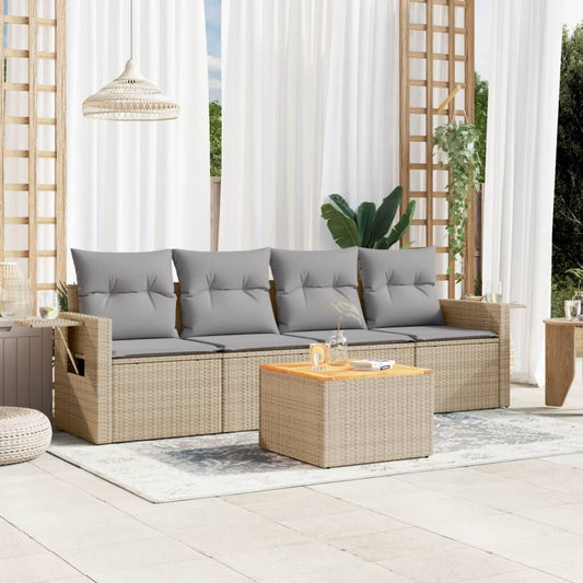 Sofasæt Til Haven 5 Dele Med Hynder Polyrattan Beige