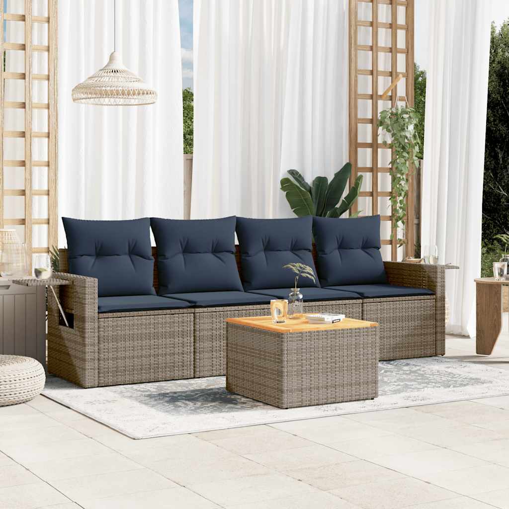 Havesofasæt Med 5 Dele Og Hynder Polyrattan - Variant 3224444