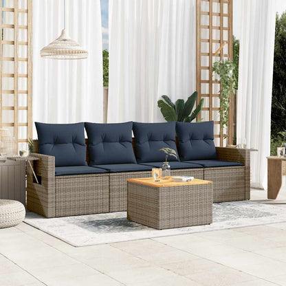 Havesofasæt Med 5 Dele Og Hynder Polyrattan - Variant 3224444