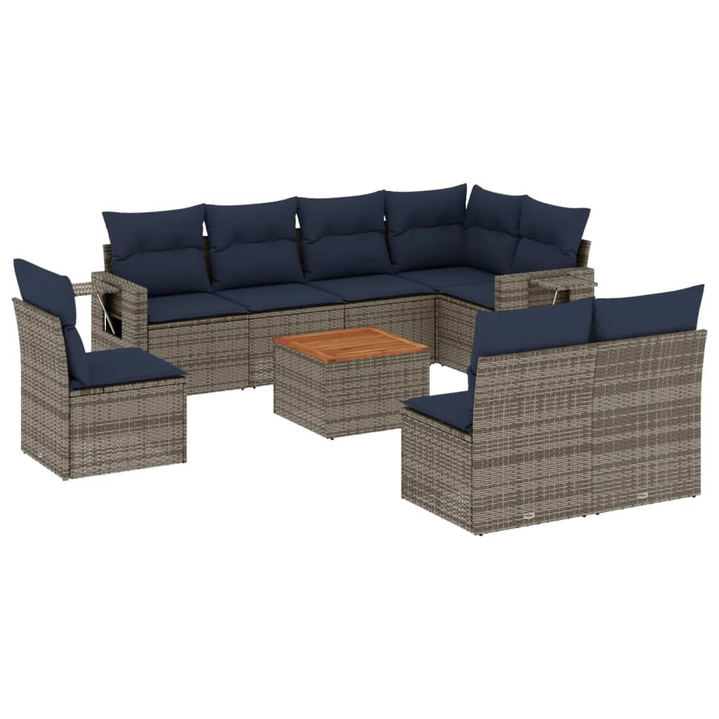 Havesofasæt Med 9 Dele Og Hynder Polyrattan - Billede 2