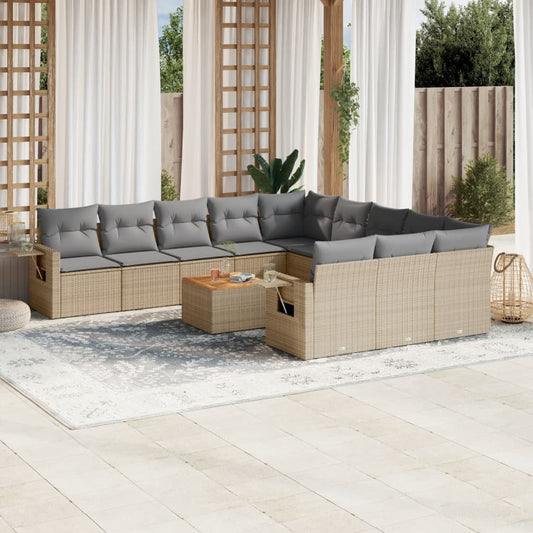 Sofasæt Til Haven 12 Dele Med Hynder Polyrattan Beige