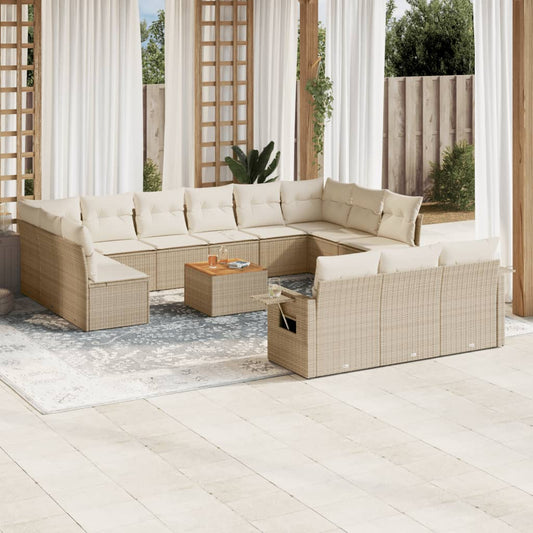 Sofasæt Til Haven 14 Dele Med Hynder Polyrattan Beige