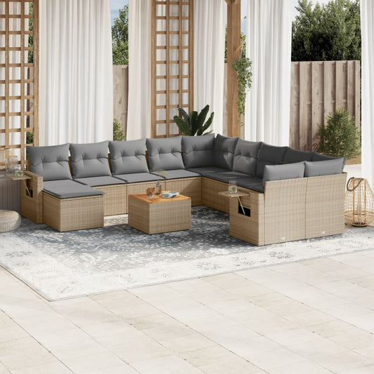 Sofasæt Til Haven 12 Dele Med Hynder Polyrattan Beige