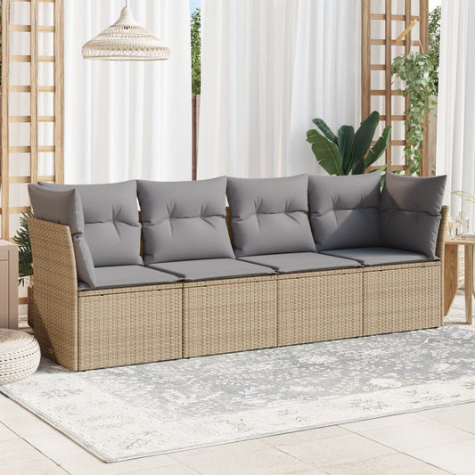 Sofasæt Til Haven 4 Dele Med Hynder Polyrattan Beige