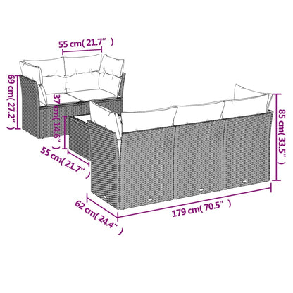 Sofasæt Til Haven 6 Dele Med Hynder Polyrattan - Billede 3