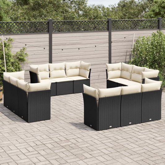Sofasæt Til Haven 12 Dele Med Hynder Polyrattan Sort