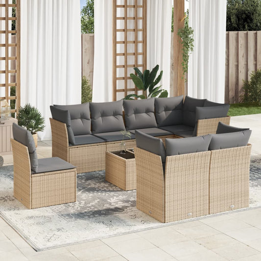Sofasæt Til Haven 9 Dele Med Hynder Polyrattan Beige