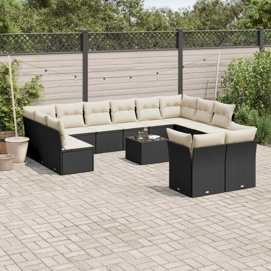 Sofasæt Til Haven 13 Dele Med Hynder Polyrattan Sort
