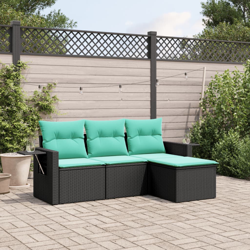 Havesofasæt Med 4 Dele Og Hynder Polyrattan - Variant 3220066