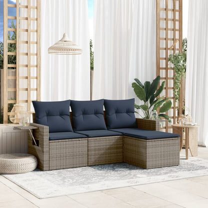 Havesofasæt Med 4 Dele Og Hynder Polyrattan - Variant 3220070