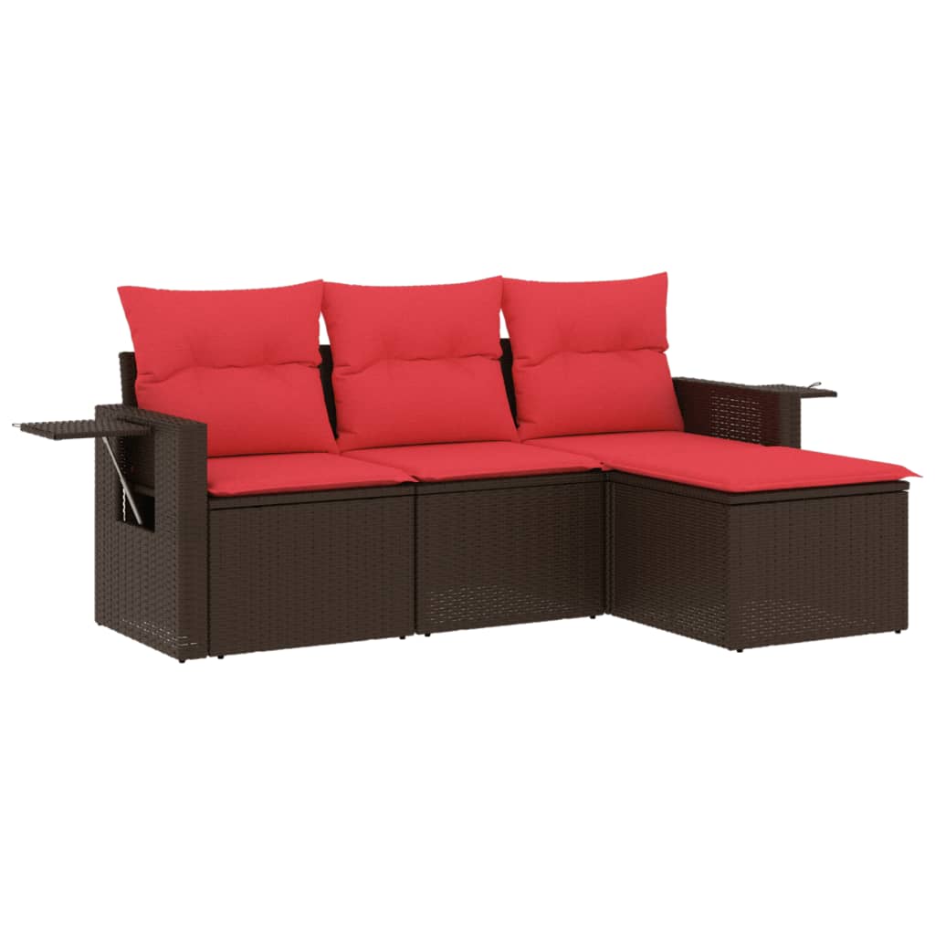 Havesofasæt Med 4 Dele Og Hynder Polyrattan - Billede 2
