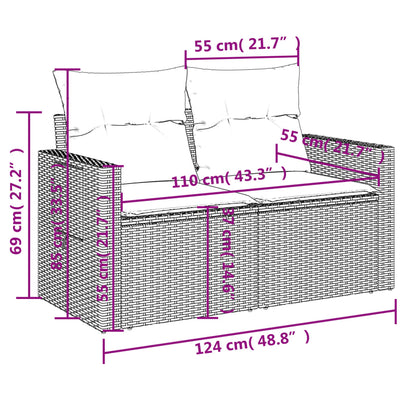 Havesofasæt Med 4 Dele Og Hynder Polyrattan - Billede 9