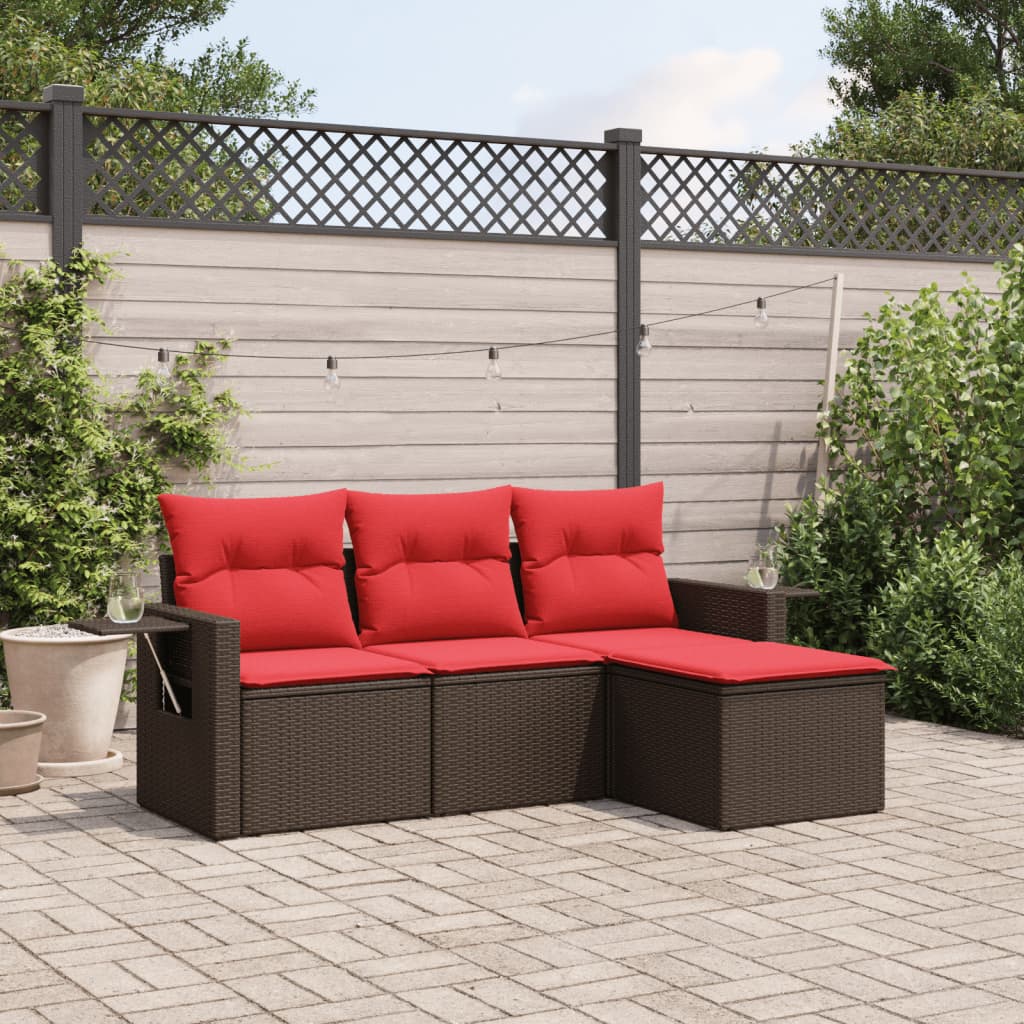 Havesofasæt Med 4 Dele Og Hynder Polyrattan - Hovedbillede