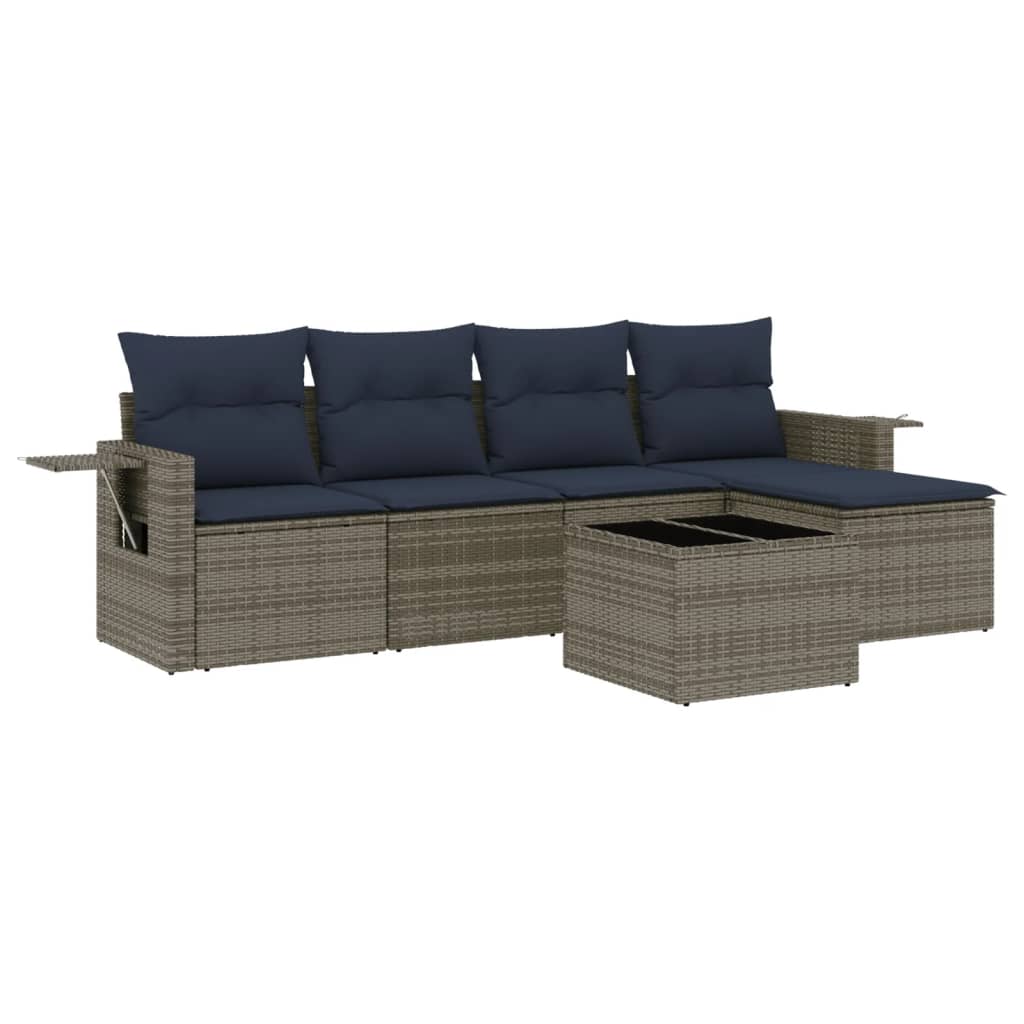 Havesofasæt Med 6 Dele Og Hynder Polyrattan - Billede 2