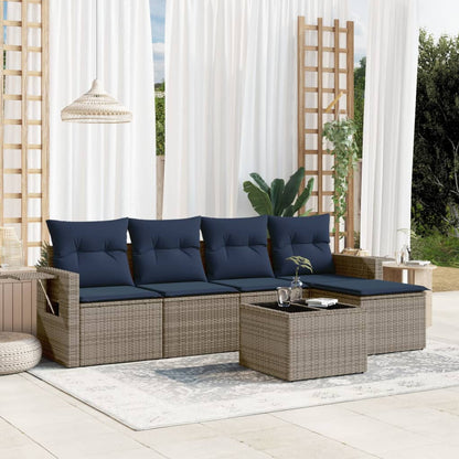 Havesofasæt Med 6 Dele Og Hynder Polyrattan - Hovedbillede