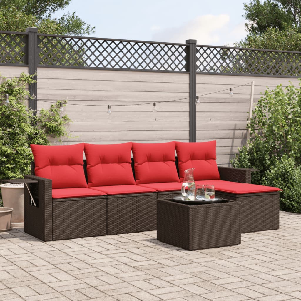 Havesofasæt Med 6 Dele Og Hynder Polyrattan - Variant 3220103