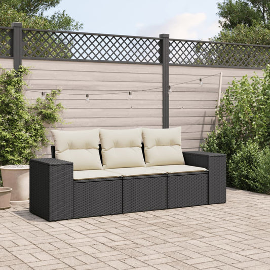 Sofasæt Til Haven 3 Dele Med Hynder Polyrattan Sort