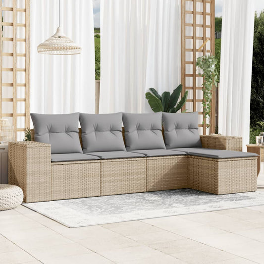 Sofasæt Til Haven 5 Dele Med Hynder Polyrattan Beige