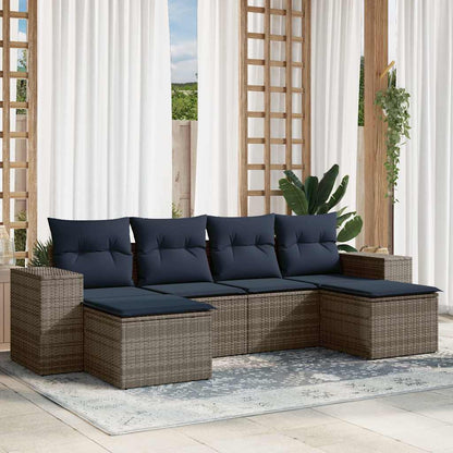 Havesofasæt Med 6 Dele Og Hynder Polyrattan - Hovedbillede