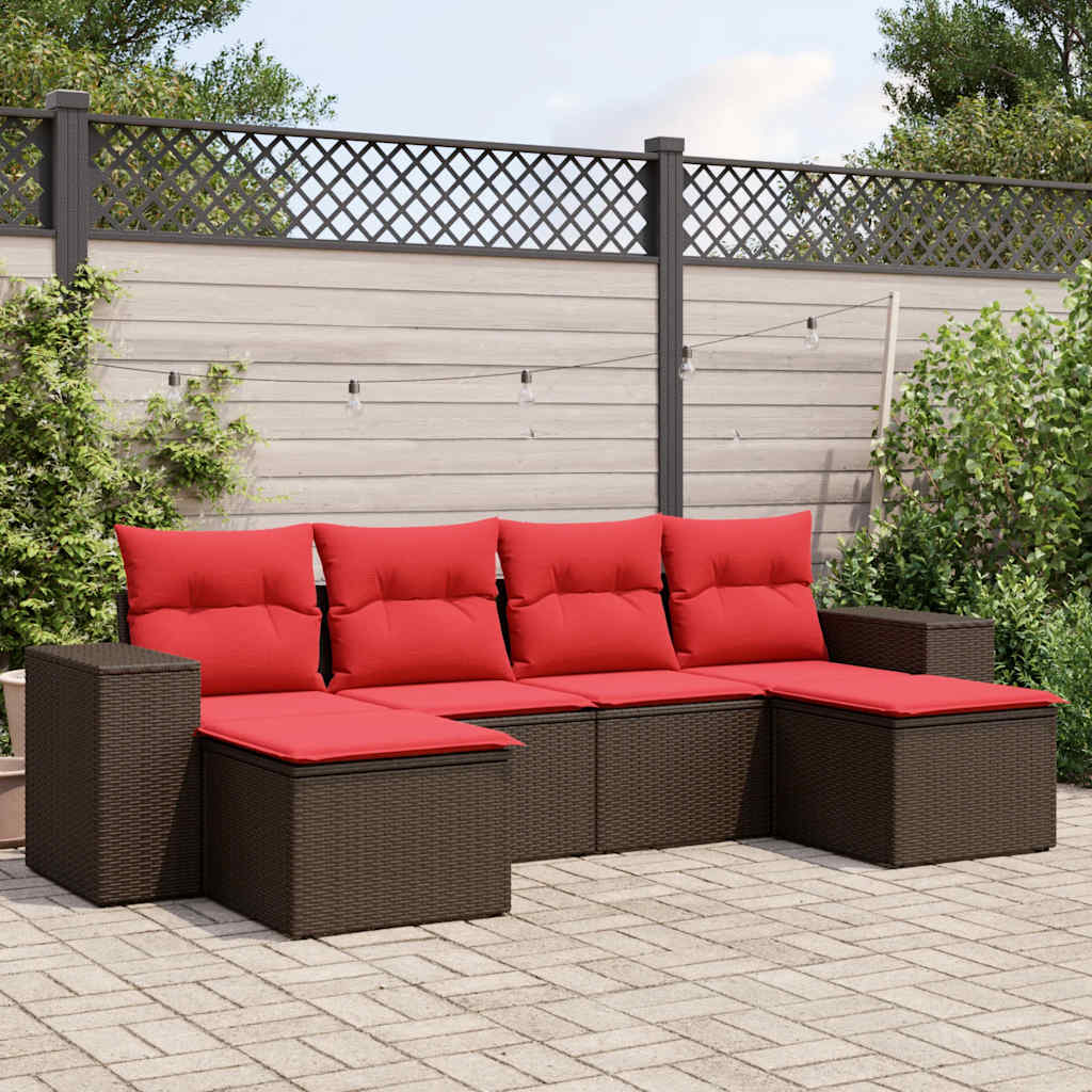 Havesofasæt Med 6 Dele Og Hynder Polyrattan - Variant 3222923