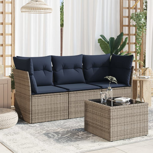 Sofasæt Til Haven 4 Dele Med Hynder Polyrattan Sort