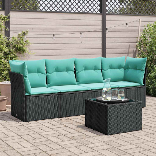 Sofasæt Til Haven 5 Dele Med Hynder Polyrattan Sort