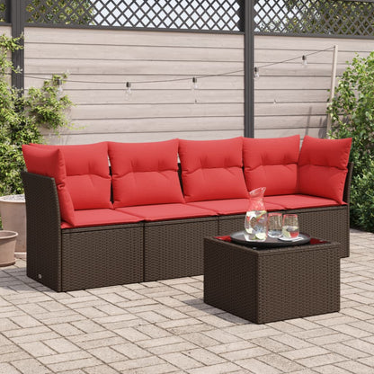 Sofasæt Til Haven 5 Dele Med Hynder Polyrattan Sort