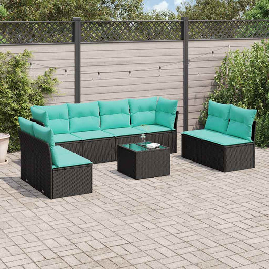 Sofasæt Til Haven 9 Dele Med Hynder Polyrattan Sort