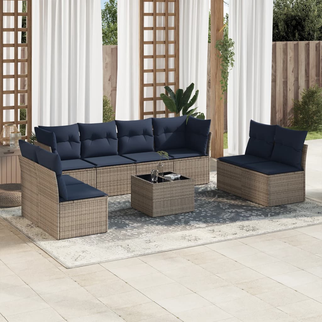 Sofasæt Til Haven 9 Dele Med Hynder Polyrattan Sort