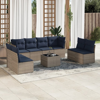 Sofasæt Til Haven 9 Dele Med Hynder Polyrattan Sort