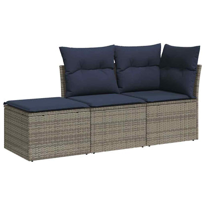 Havesofasæt 3 Dele med Hynder Polyrattan Grå - billede 2