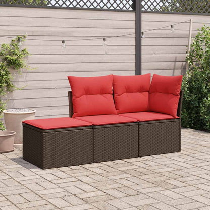 Havesofasæt 3 Dele med Hynder Polyrattan Grå
