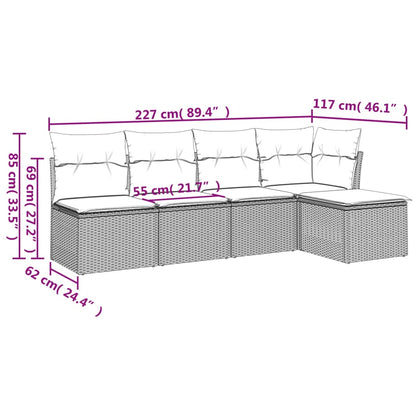 Sofasæt til Haven 5 Dele med Hynder Polyrattan Grå - billede 3