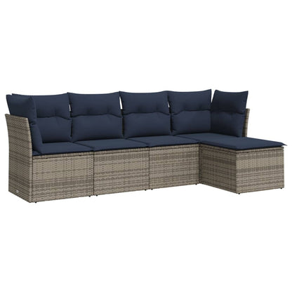 Sofasæt til Haven 5 Dele med Hynder Polyrattan Grå - billede 2