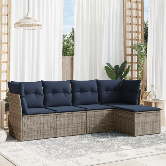 Sofasæt til Haven 5 Dele med Hynder Polyrattan Grå - hovedbillede